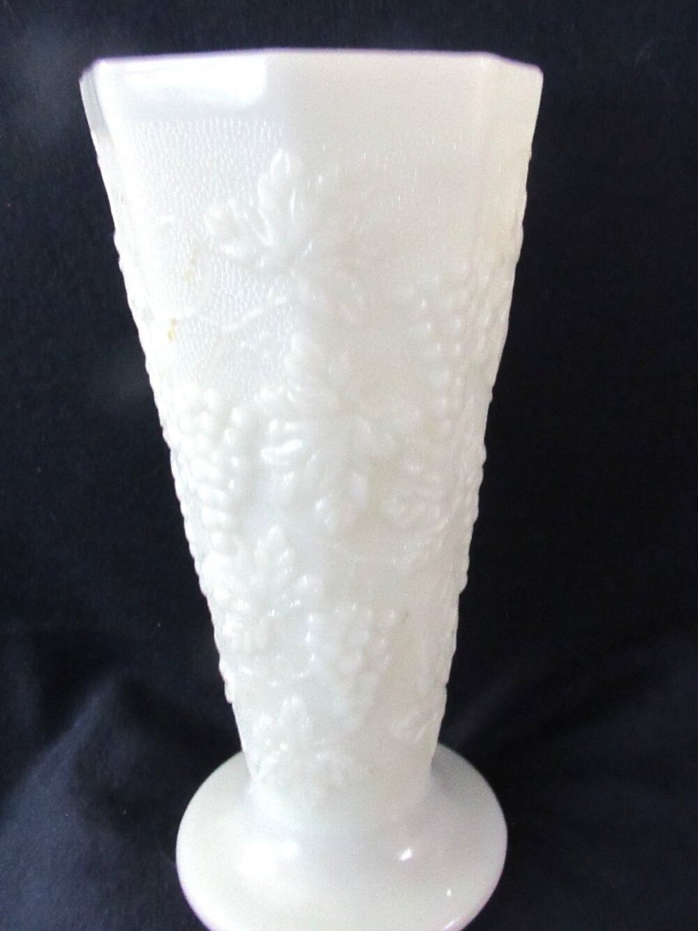 Milk Glass 10" Grape Design Vase.